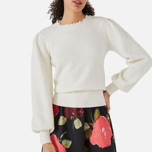 Holiday ready! Kate spade NY winter white wool & cashmere sweater pearl neck